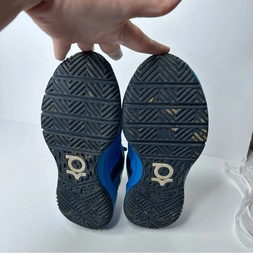 Nike Blue and White Sneakers High-Top Design 4.5Y